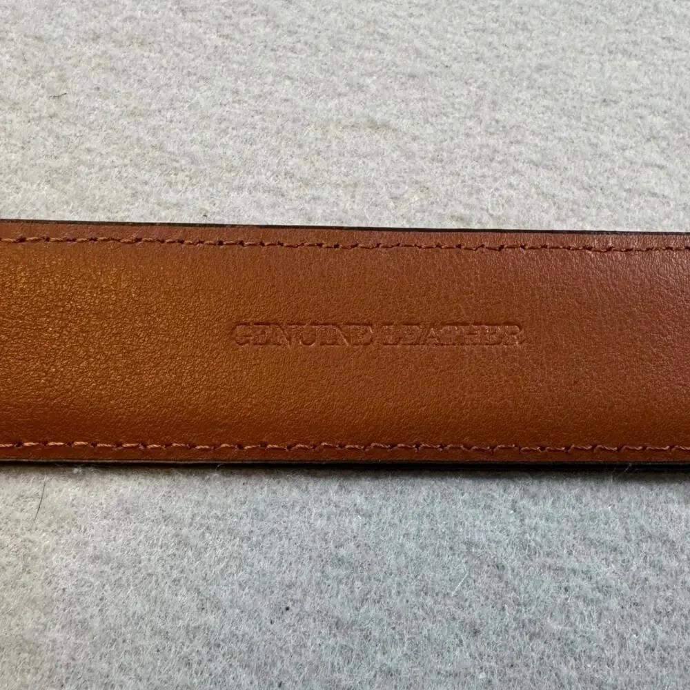 Johnston & Murphy Leather Belt Mens 38 Brown Distressed Oiled Contrast Stitched